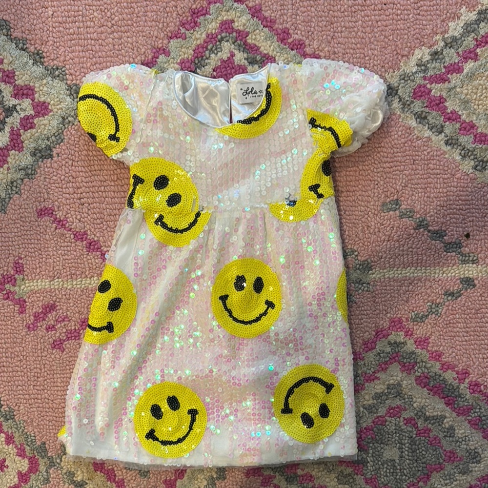 Lola + The Boys Sequin Dress with Smiley Face